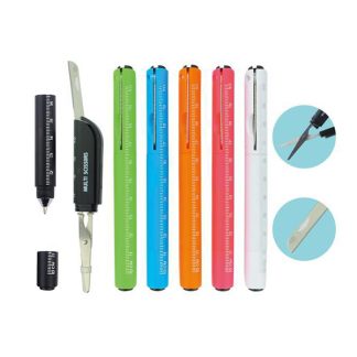 Multi-functional ruler scissors pen