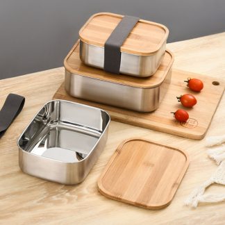 Stainless Steel Lunch box with bamboo lid