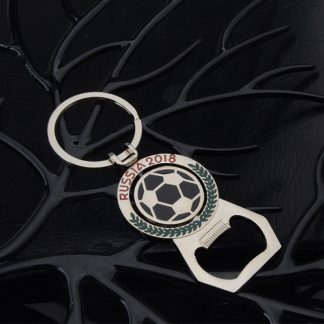 Football shape keychain with corkscrew