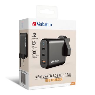 Verbatim-65W PD QC 3.0 USB GaN charger