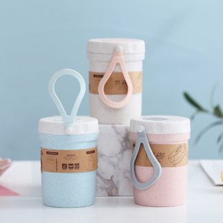 2 in 1 Portable Wheat Straw soup container-350ML