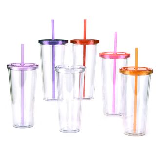 Double Wall Transparent Straw Cup-700ML